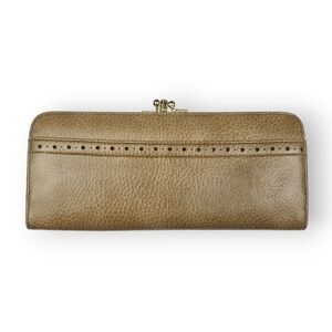 Vintage Baronet Kisslock Wallet Pebbled Brown Faux Leather 50s Mid Century 8"